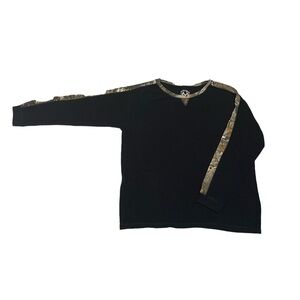 Realtree Camo Trim Black Waffle Knit Thermal